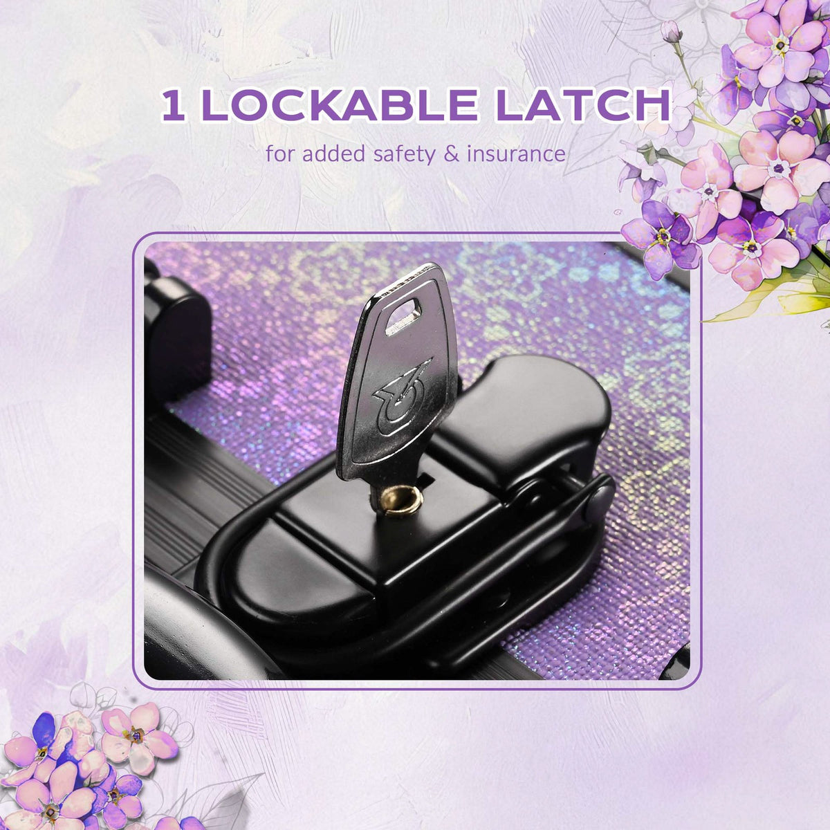 Portable Makeup Train Case with Mirror and Extendable Trays - Stylish Purple Charm