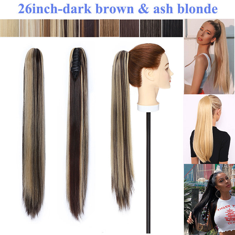 Thick Ponytail Hair Extension with Claw Clip - Wavy Curly Synthetic Hair