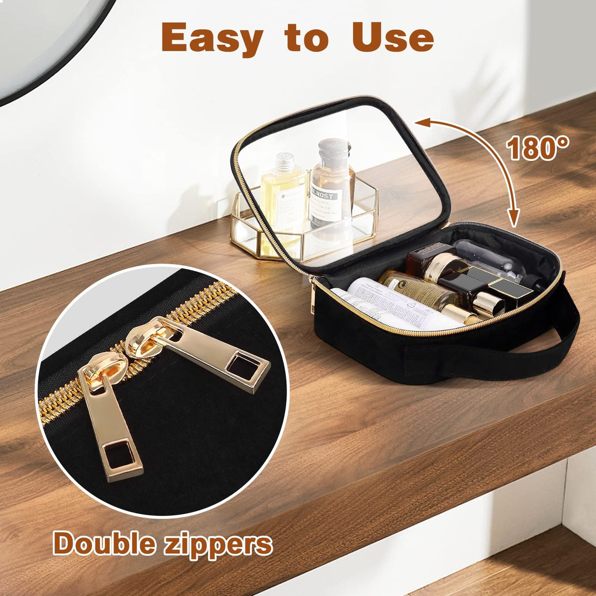 Clear Toiletry Bag 3 Pack with Handles - Waterproof Makeup & Travel Organizer