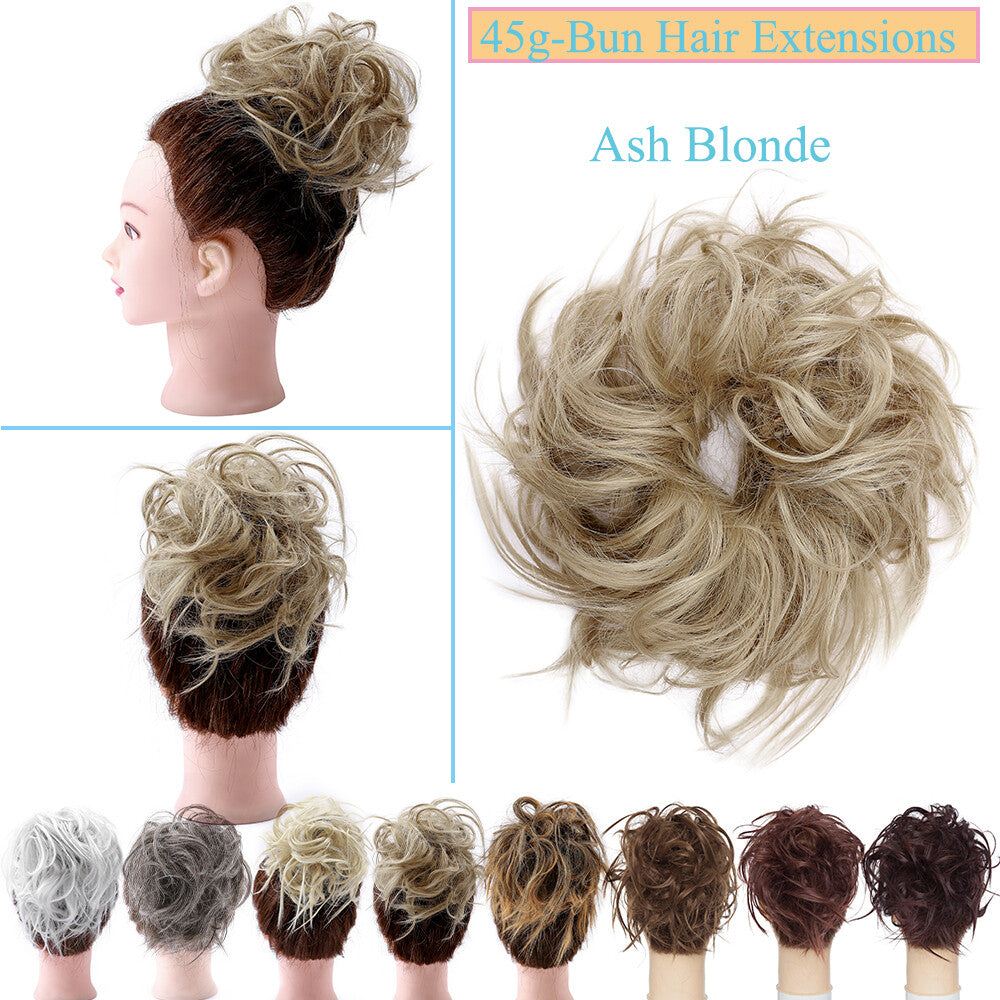 Large Messy Bun Hair Extension - Voluminous Synthetic Ponytail Wrap