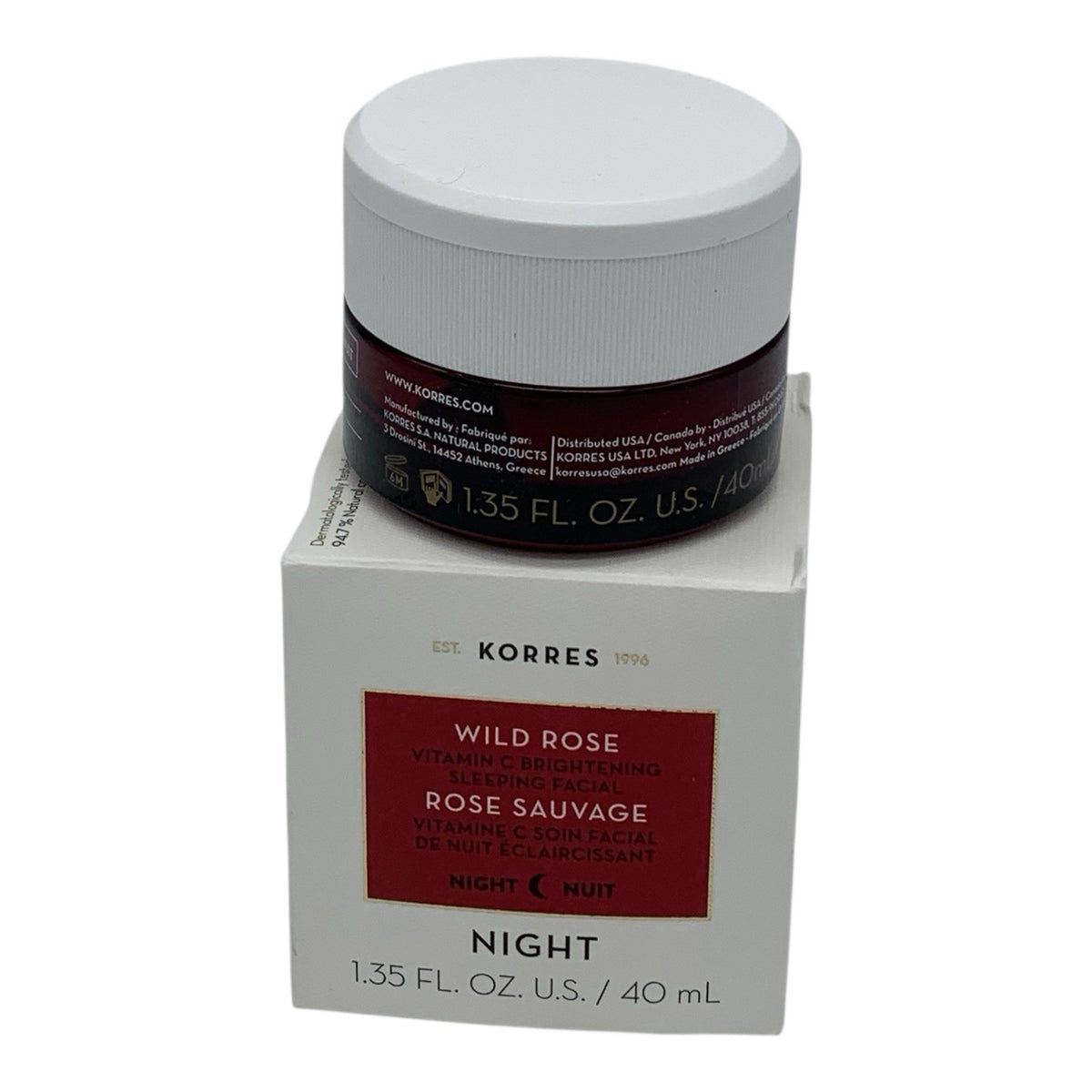 Korres Wild Rose Sauvage Night Cream - 40ML Hydrating Facial Moisturizer