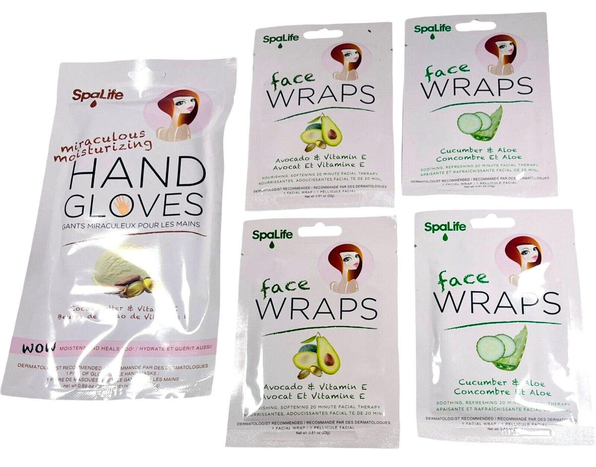 SpaLife Face Wraps & Hand Gloves Set - 5 Pieces