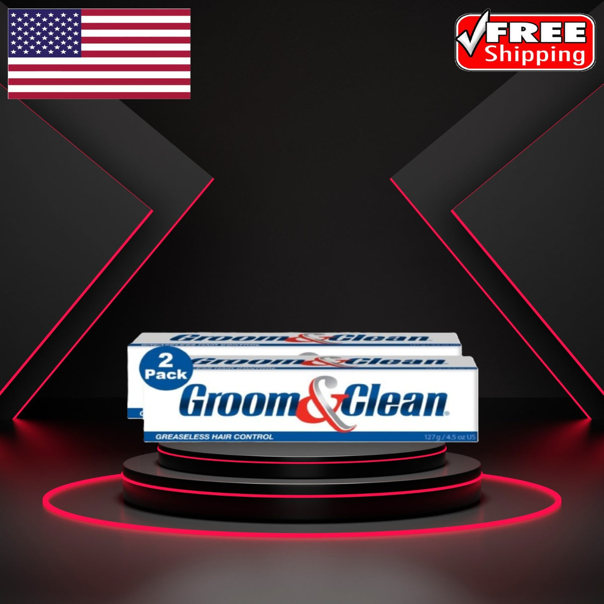Groom & Clean Hair Styling Cream - Greaseless Medium Hold, 4.5 Oz (Pack of 2)