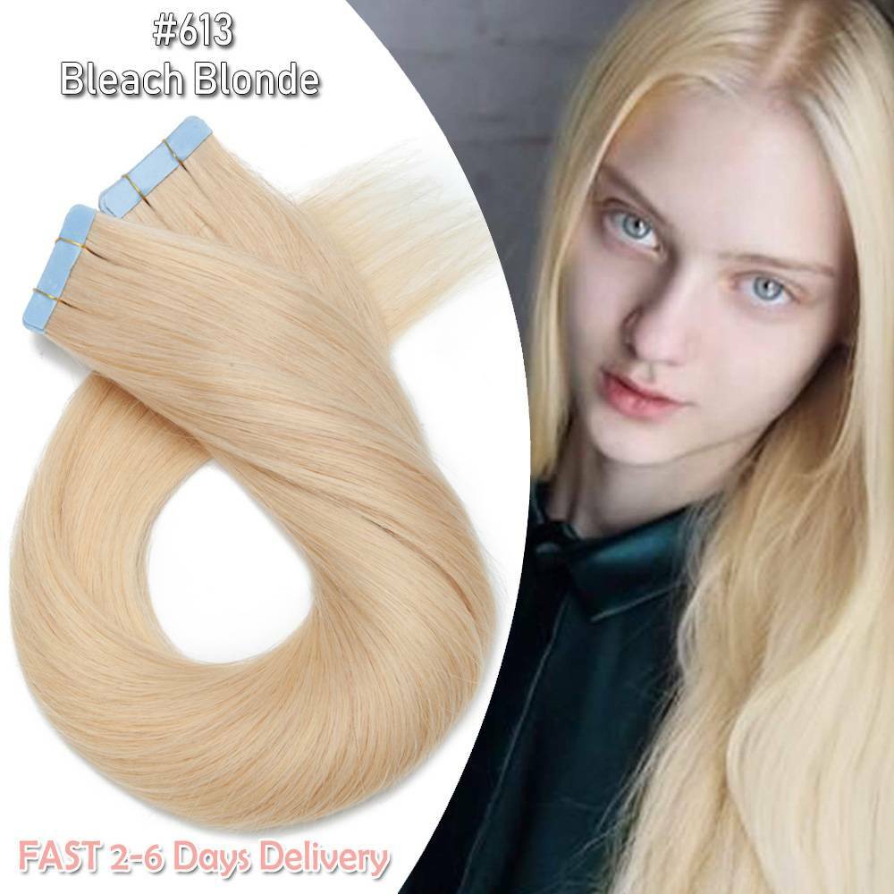 Remy Human Hair Extensions Full Head Skin Weft 80pcs Thick Tape-In Set