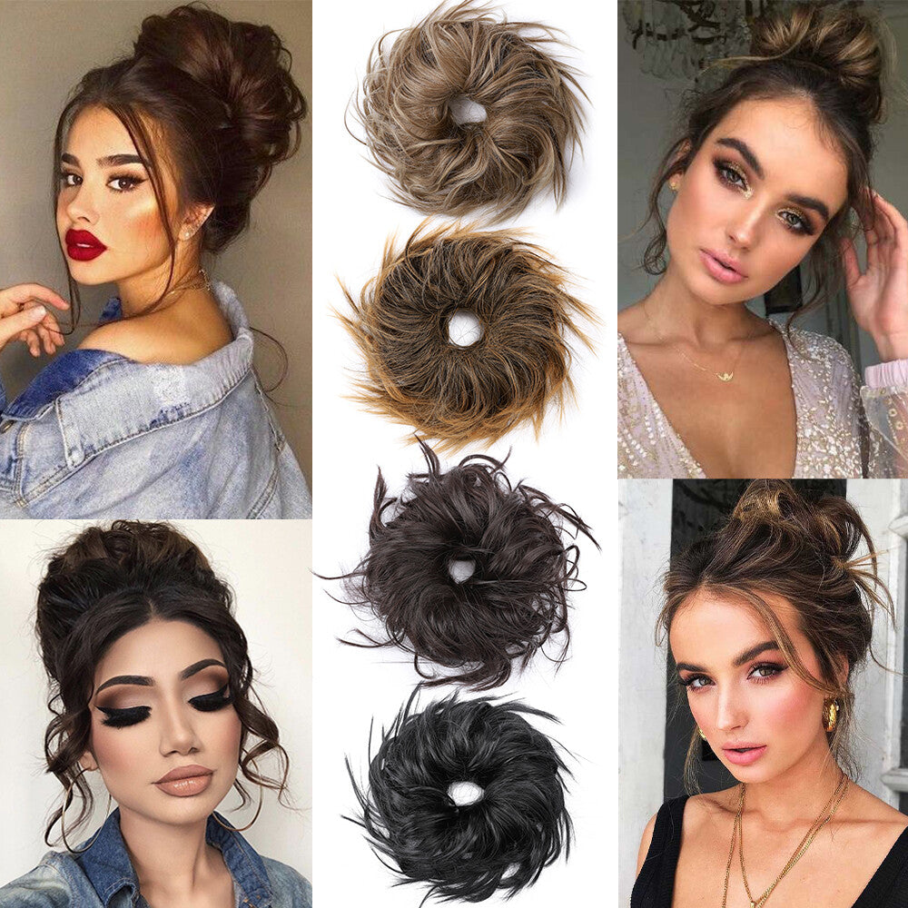 Large Messy Bun Hair Extension Wrap-On Ponytail Scrunchie for Voluminous Updo