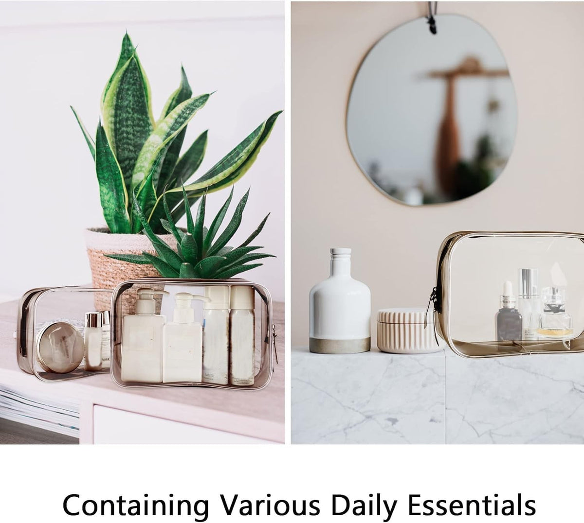 Clear TSA Approved Travel Toiletry Bag - Small Waterproof Cosmetic Organizer