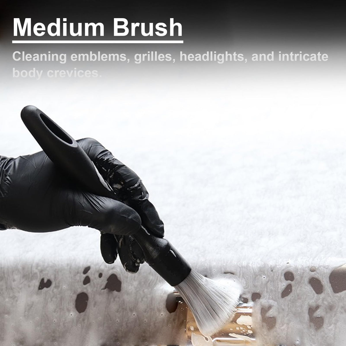 4 Pack Car Detailing Brushes Set - Soft, Medium, Hard & Faux Wool