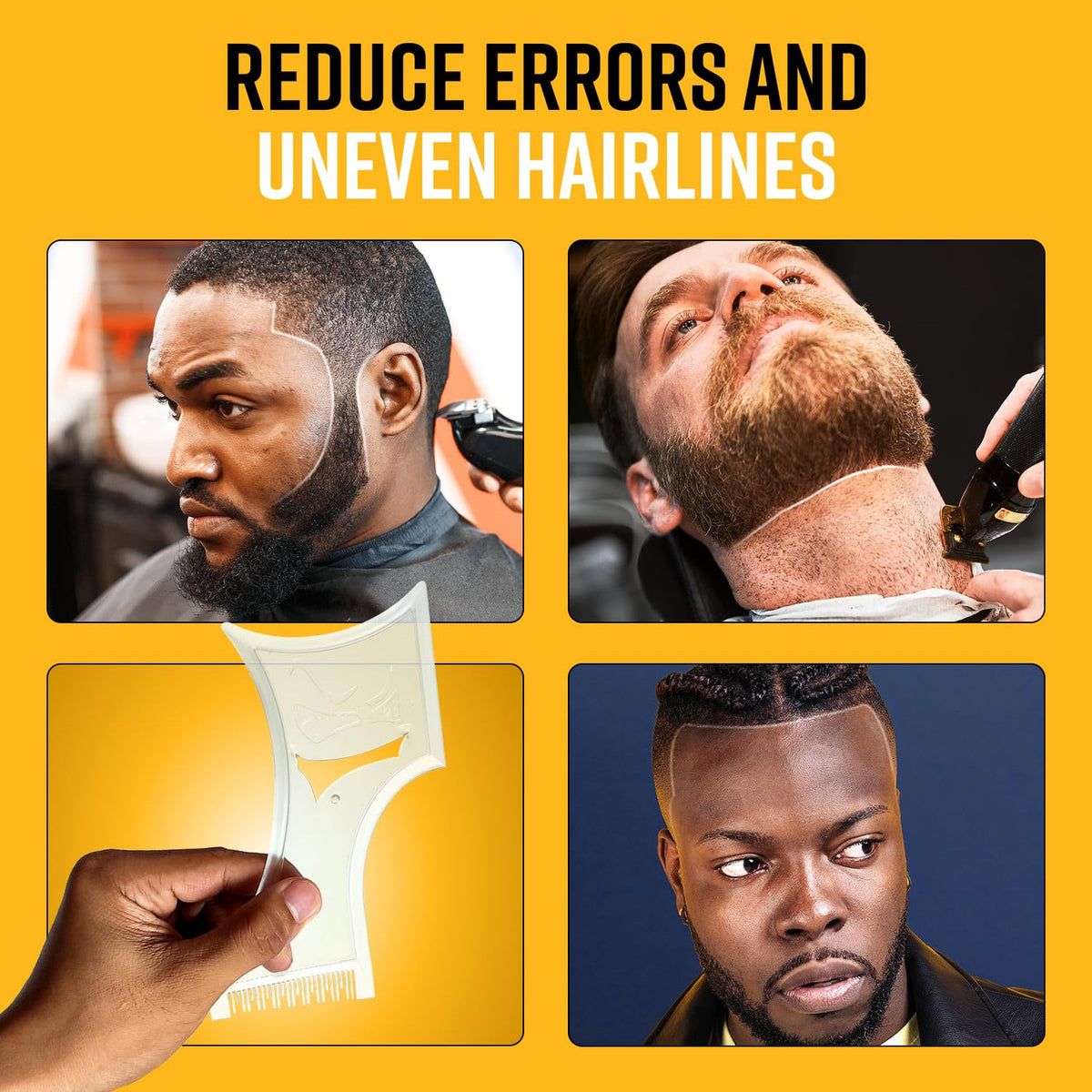Beard Shaping Template with Built-in Comb and Pencil for Grooming