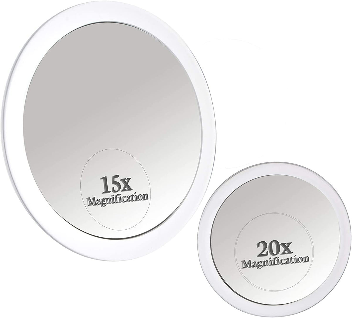 Magnifying Makeup Mirror Set with 3 Suction Cups - Travel Ready 15X & 20X Magnification