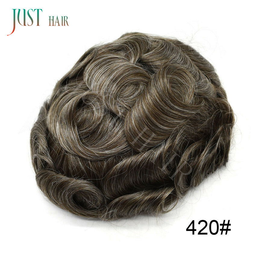 Men's Bleached Lace Front Hair Replacement Toupee - Natural Hairline, Virgin Human Hair