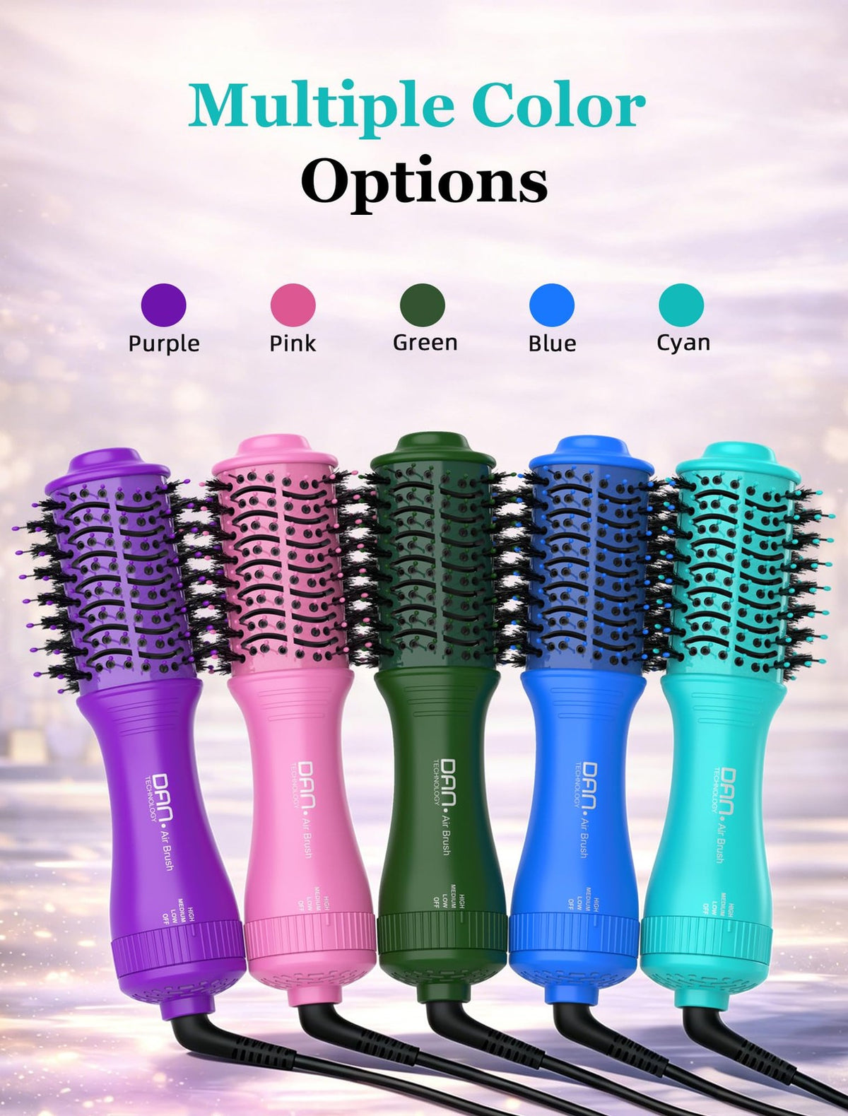 DAN Technology Cyan Ceramic 2-Inch Hot Air Brush for Hair