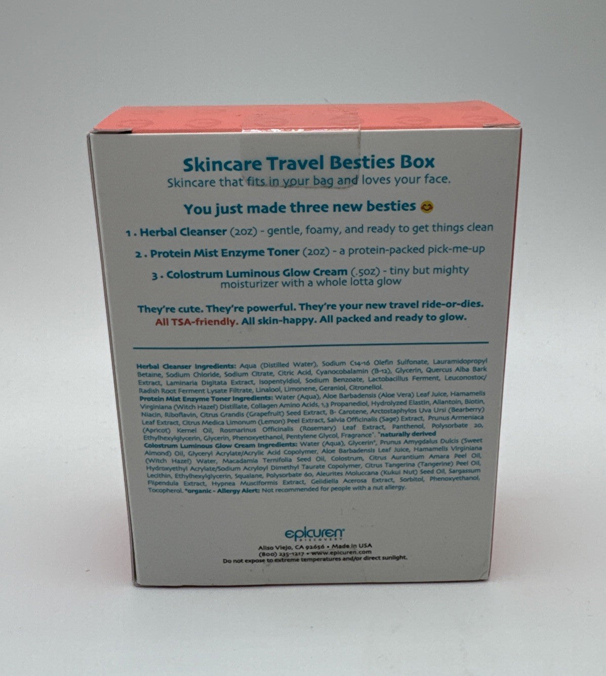 Travel Skincare Set with Cleanser Toner & Glow Cream - TSA Friendly