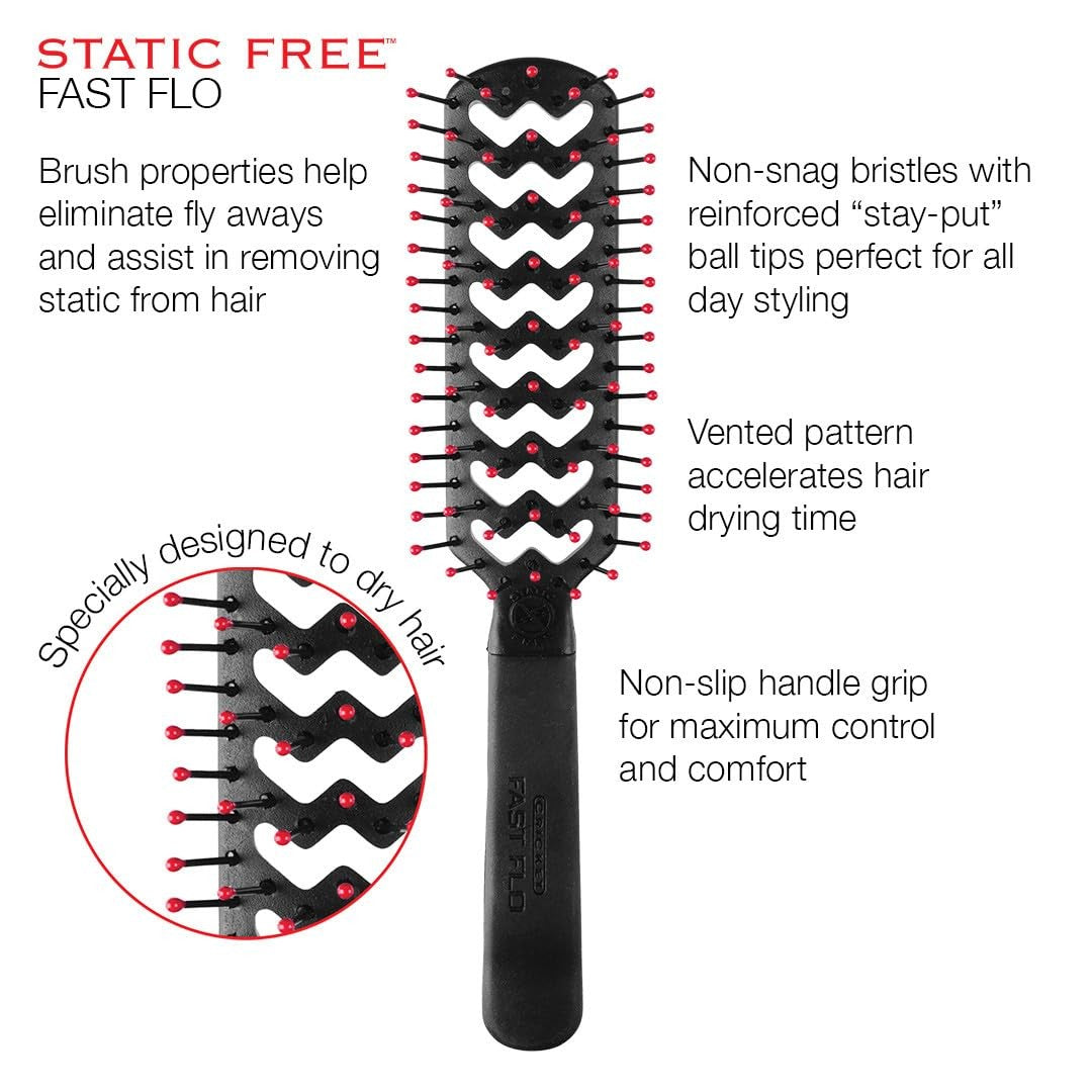 Color Vent Hair Brush for Blow Drying & Detangling - Anti-Static, Quick-Dry, Frizz-Free Styling