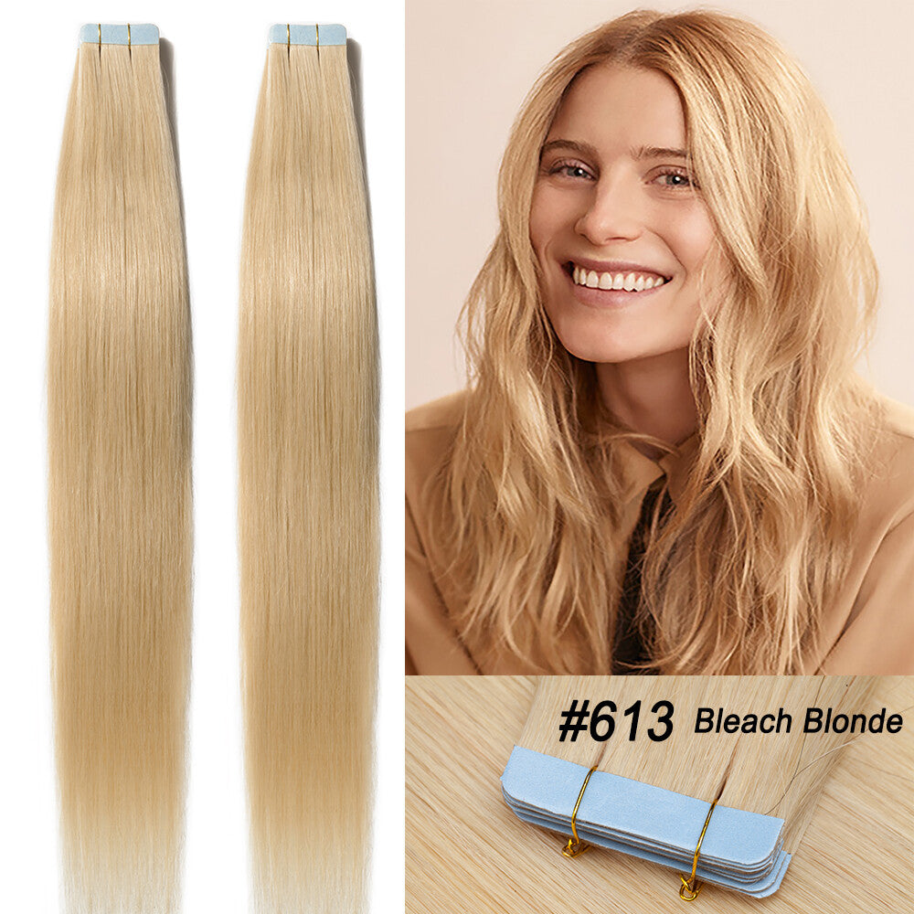 Thick Tape in Remy Human Hair Extensions Invisible Skin Weft Full Head