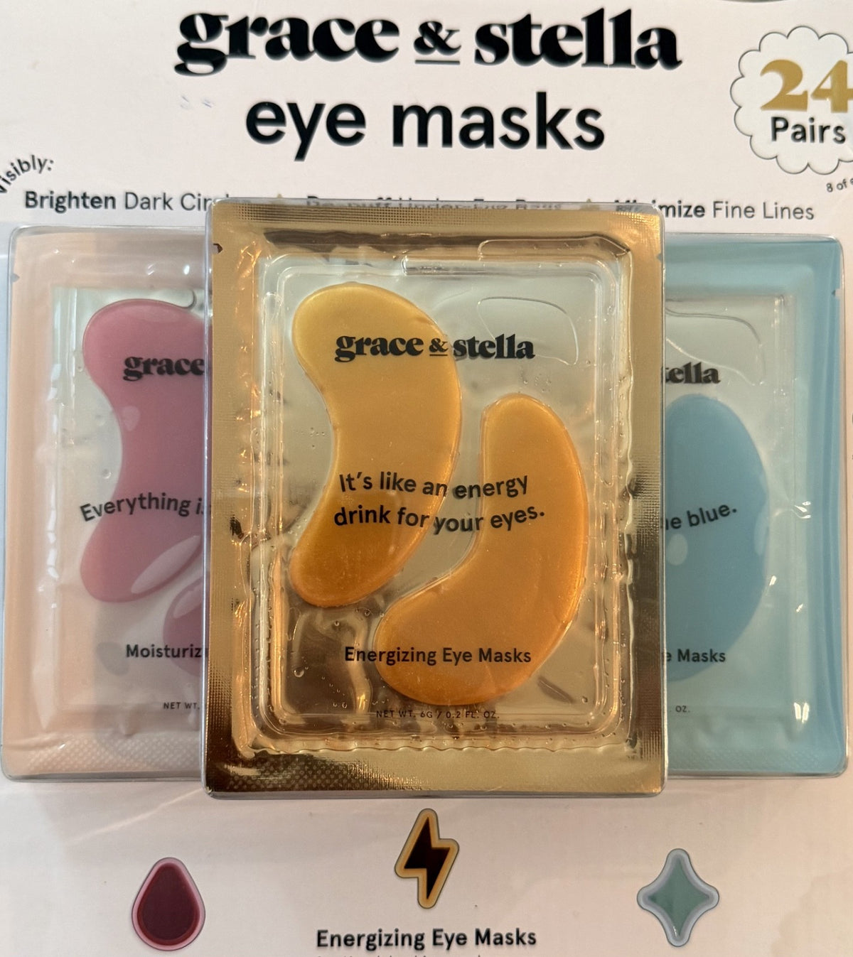 Set of 24 Colorful Eye Masks - Gold, Pink & Blue for Relaxation & Sleep