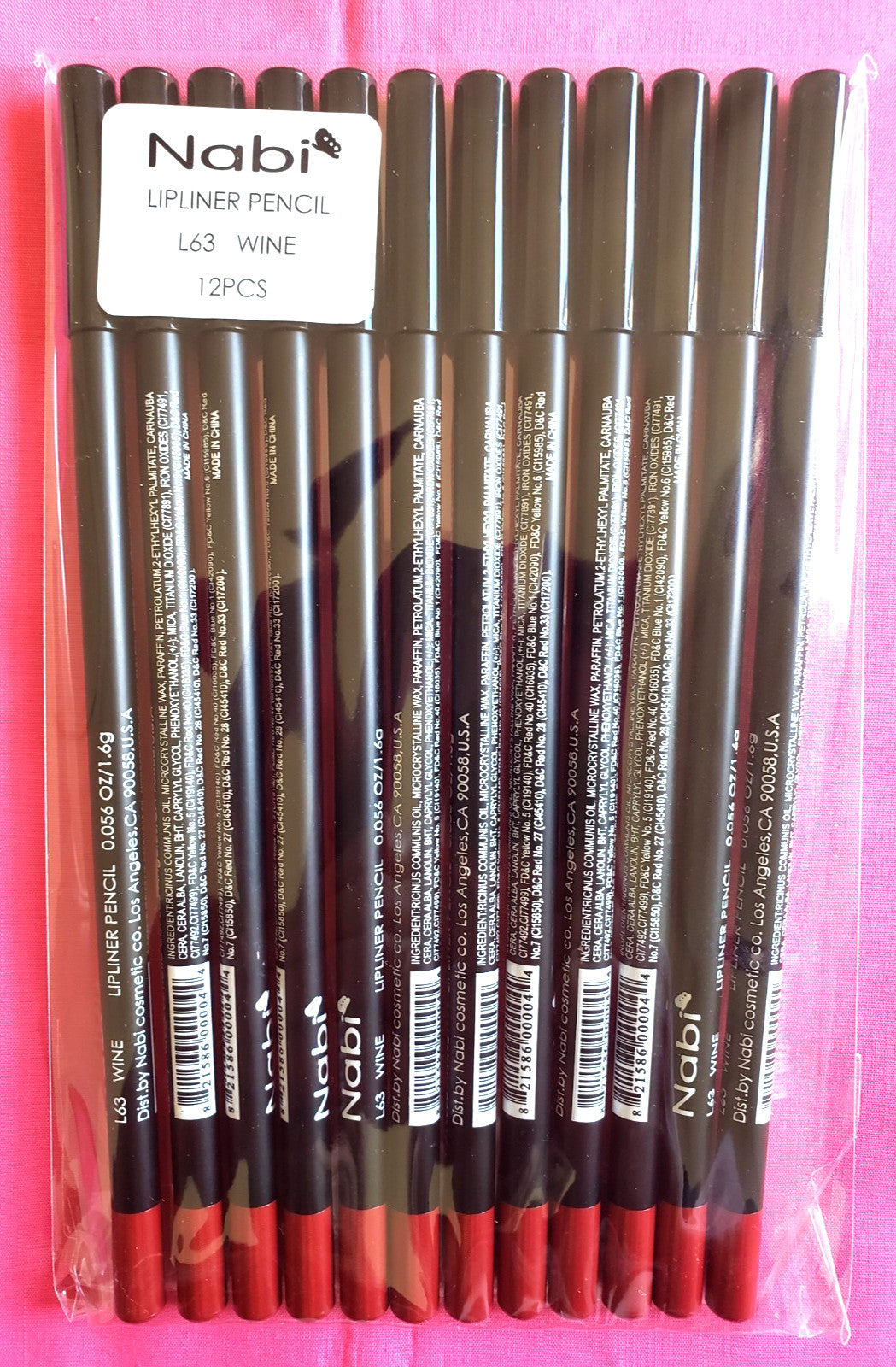 Lipliner Pencil Set Wine Color 12 Pencils Long Lasting & Creamy Finish