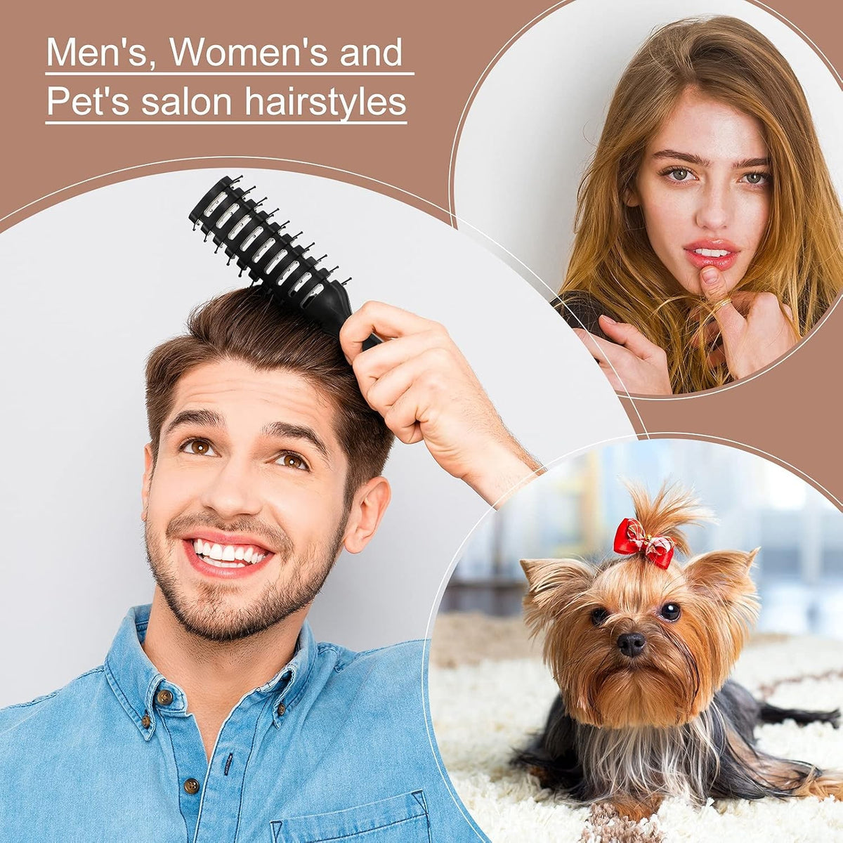 Vented Detangling Hair Brush Set - Anti-Static Curved Styling Brushes (8 Pieces)