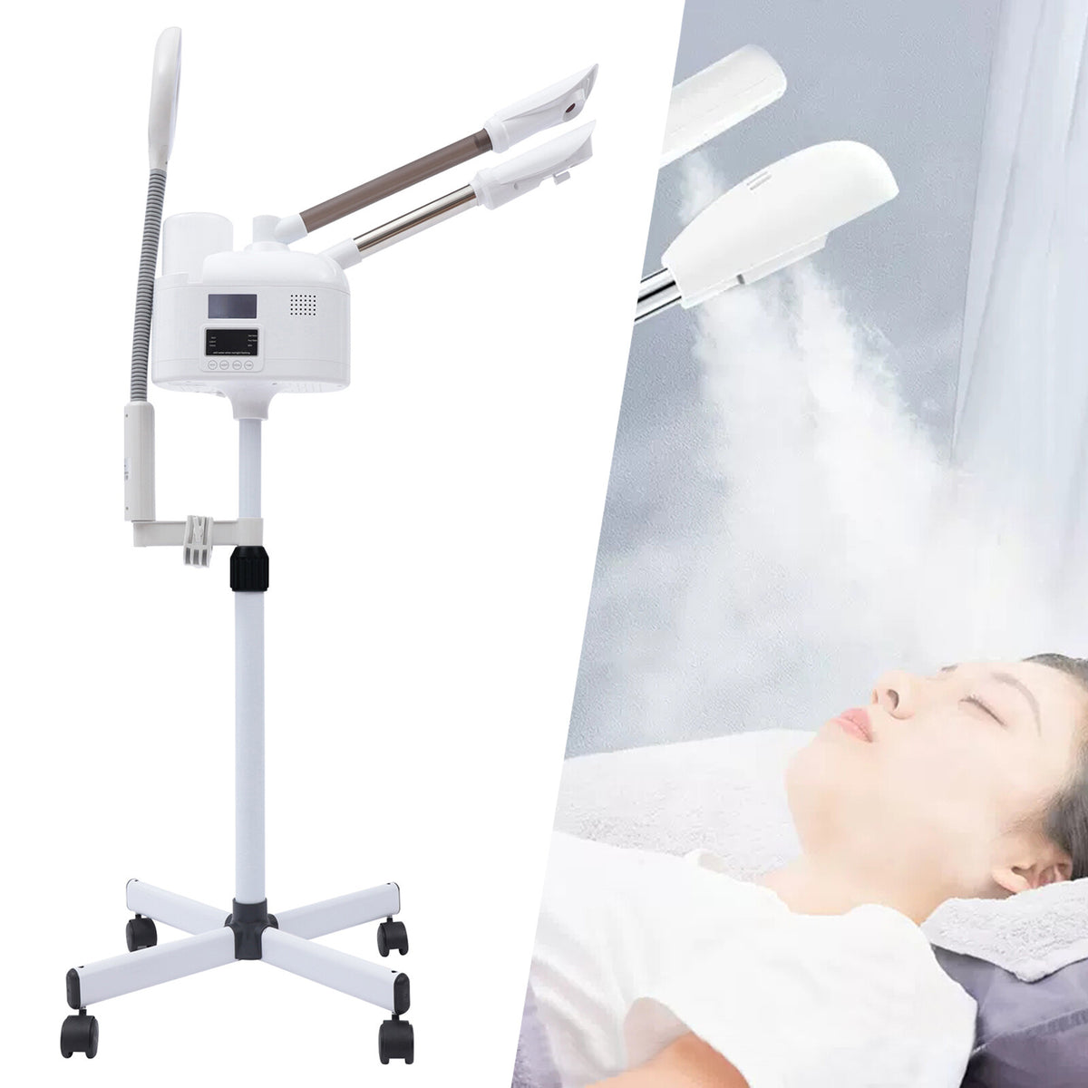 Professional 3 in 1 Facial Steamer LED Magnifying Lamp Face Skin Care