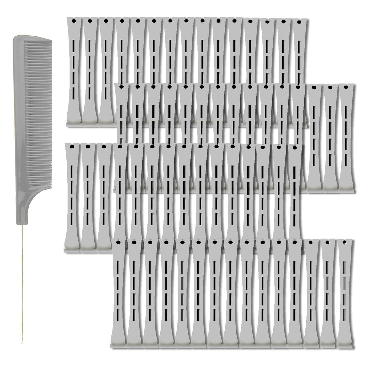 60 Pieces Hair Perm Rods Curlers Set with Comb - Plastic Cold Wave Rollers