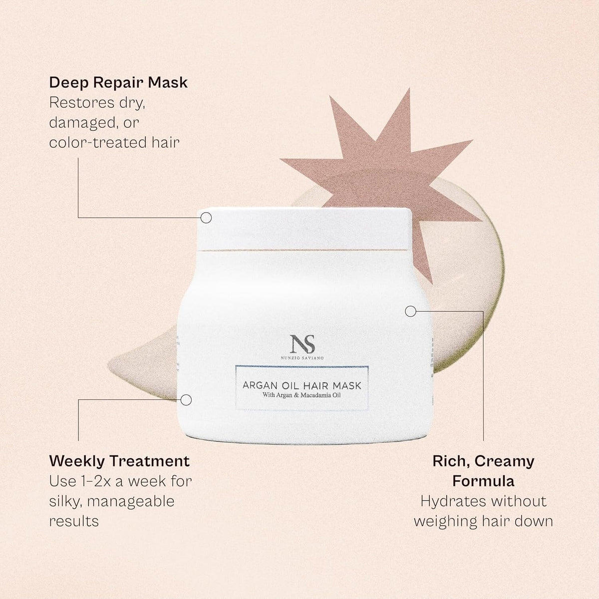 Deep Hair Mask with Argan and Macadamia Oil for Damaged Hair - Nourishing & Repairing Treatment