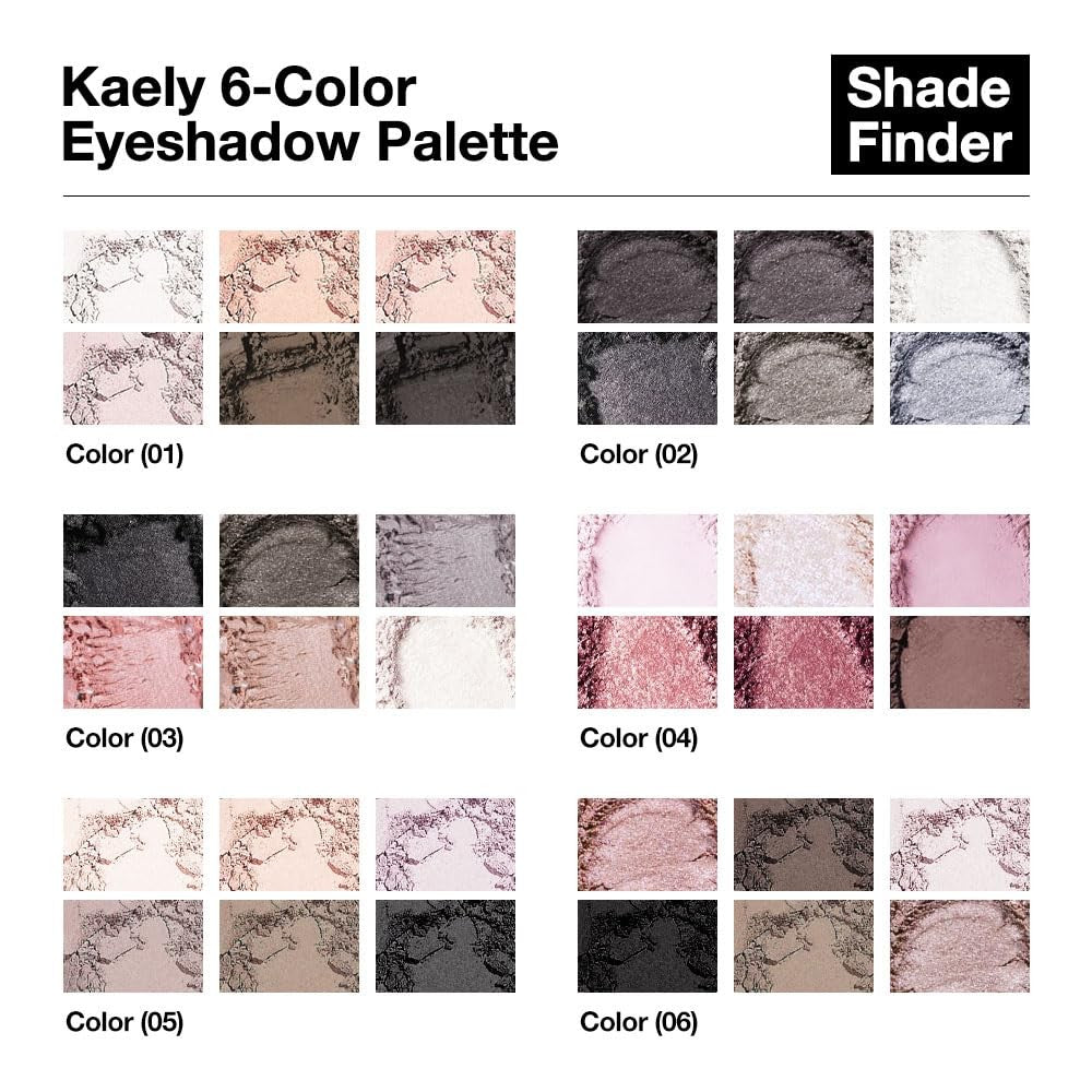 Smokey Grey Eyeshadow Palette - 6 Long-Lasting Shimmer Shades 0.25 oz