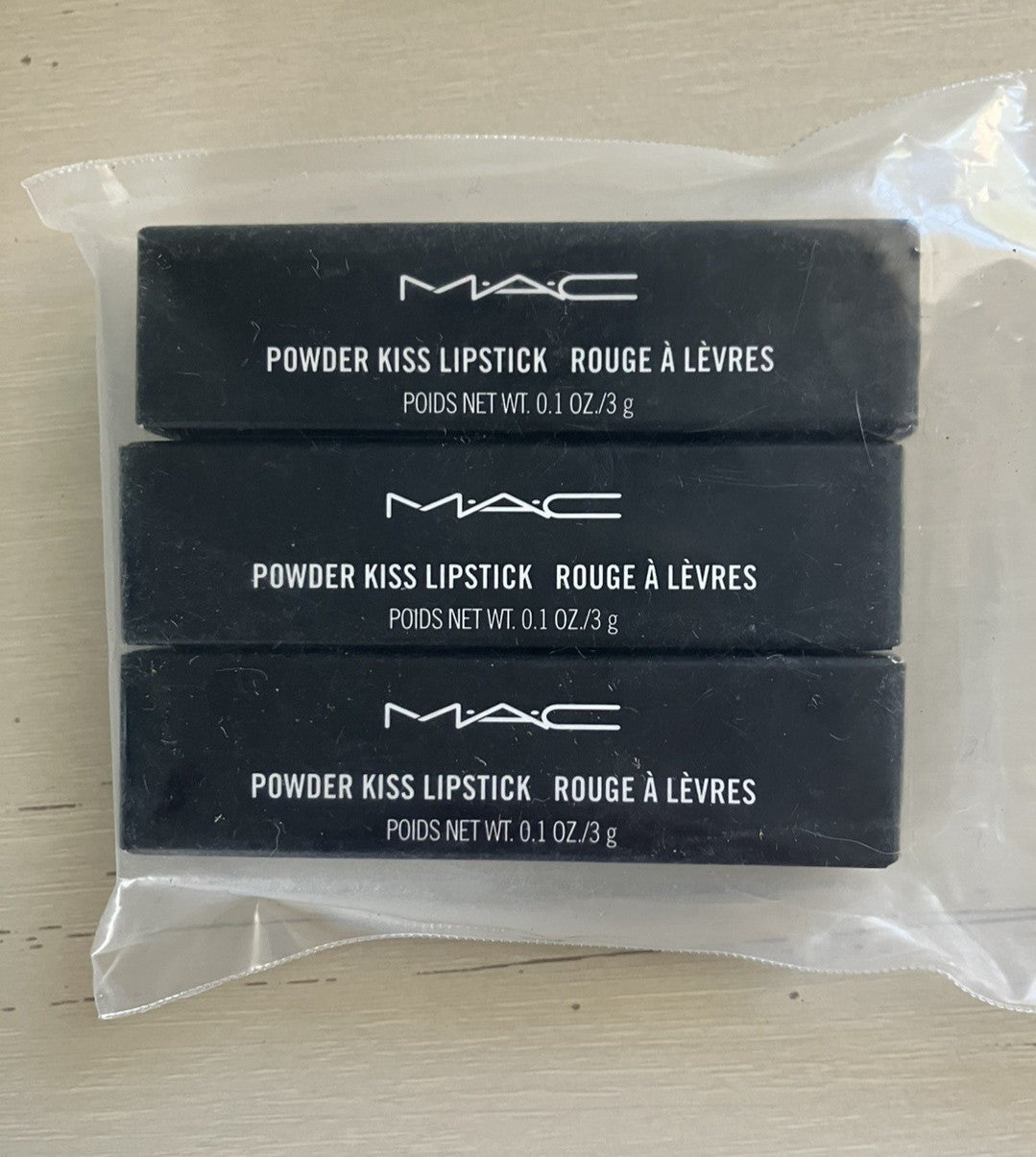 MAC Powder Kiss Lipstick 3-Pack - Matte Lip Color Set, #922 WERK