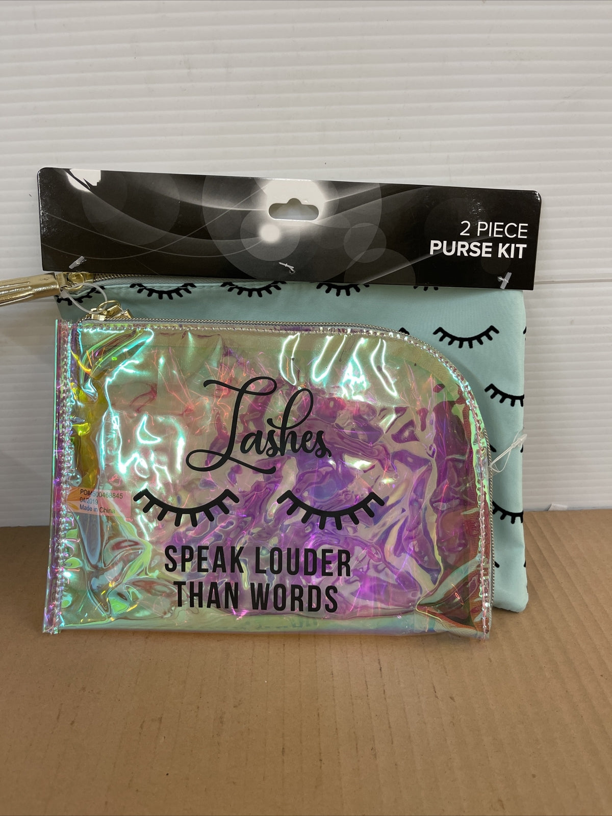 2-Piece Makeup Purse Bags with Lashes Quote - Cosmetic Organizer Set