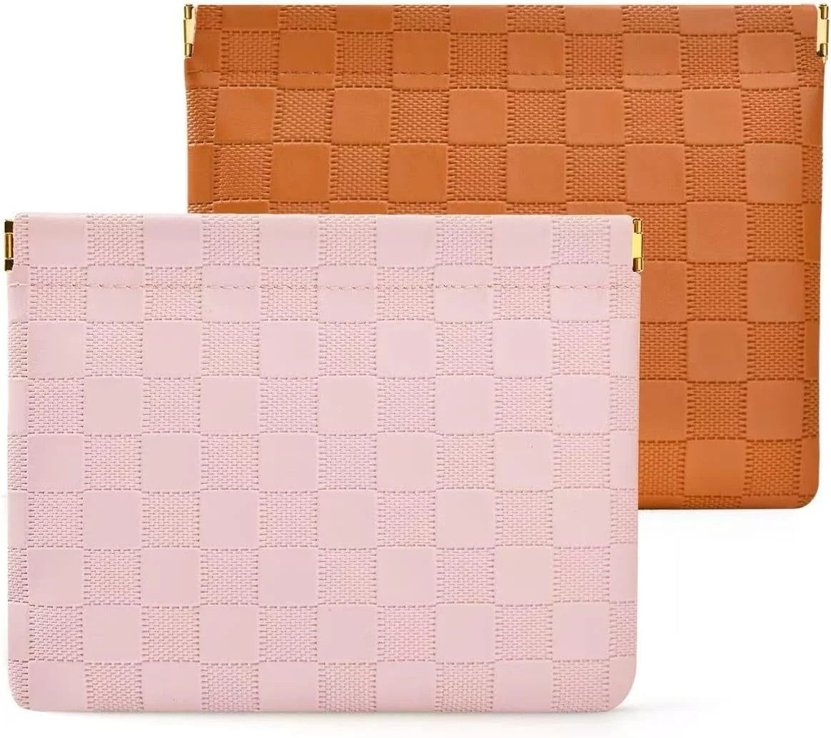 Small Waterproof Checkered Makeup Bag Set - Portable Travel Toiletry Pouches