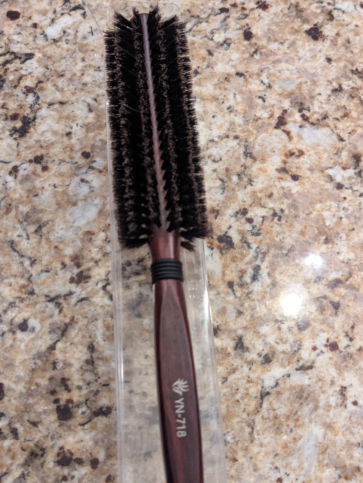 Round Boar Bristle Hair Brush 1.8 Inch for Blow Drying Natural Wooden Handle