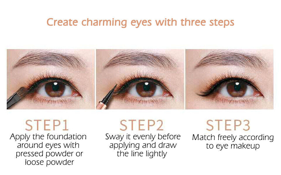 3 Pack Waterproof 4D Starry Sky Liquid Eyeliner Long Lasting Black