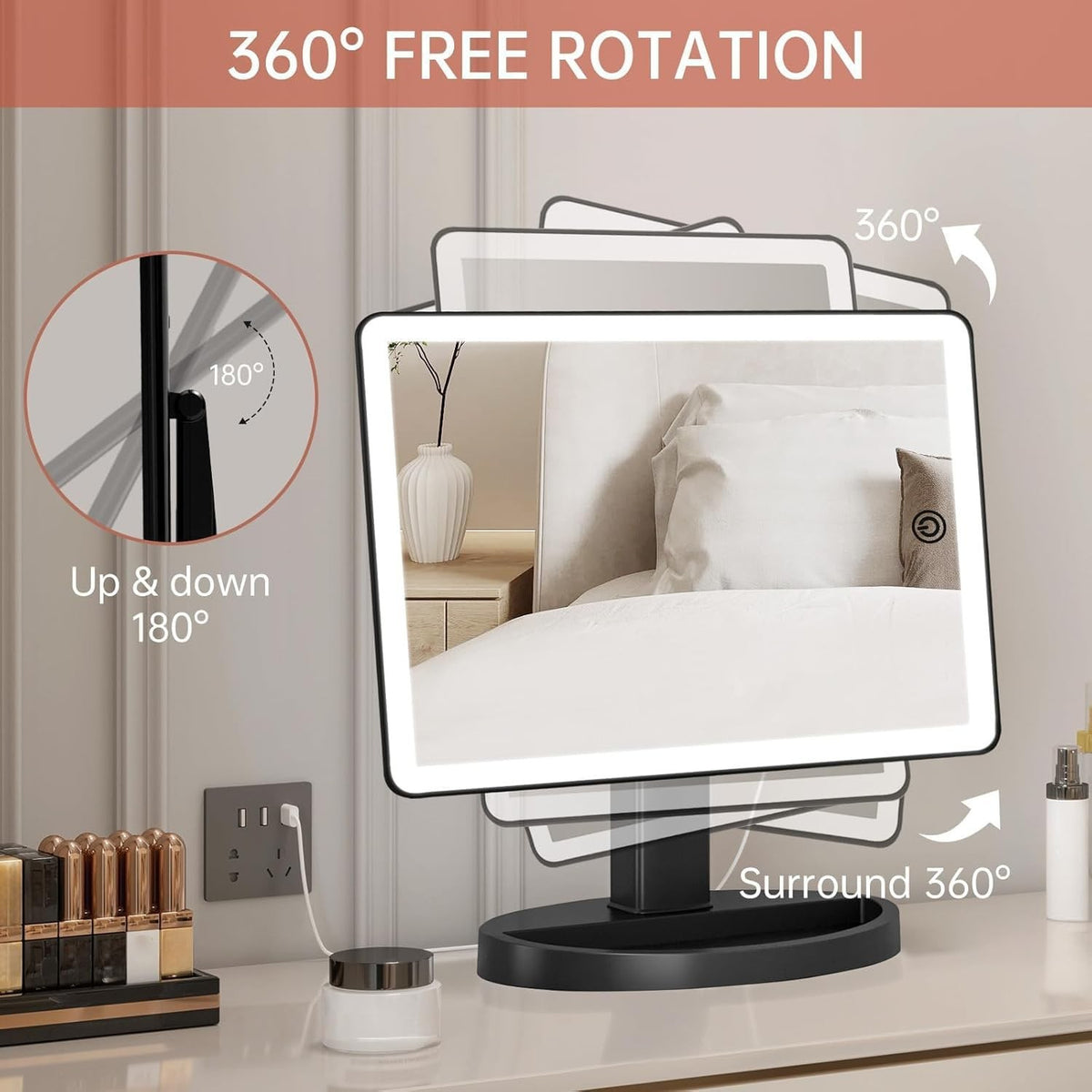 Large Lighted Makeup Mirror with 88 LED Lights, 10X Magnification & 3 Brightness Modes