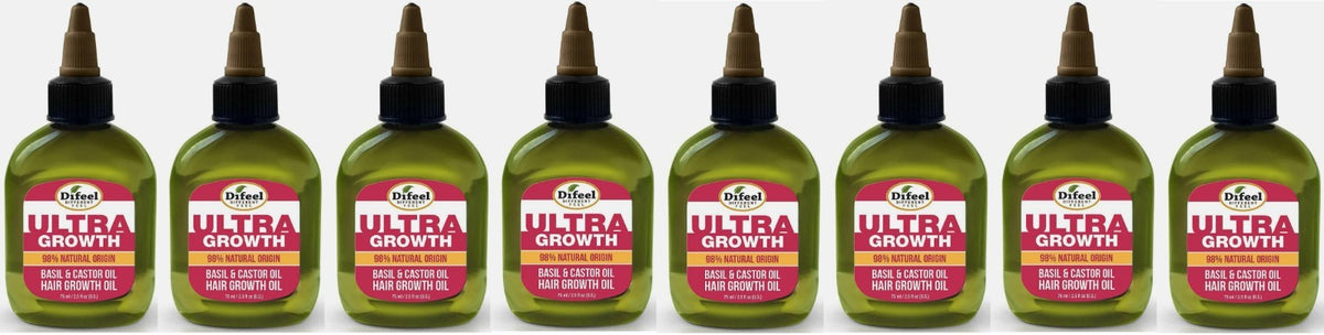 Ultra Hair Growth Oil with Basil & Castor Oil - 2.5oz Pack of 8 for Fast Hair Growth