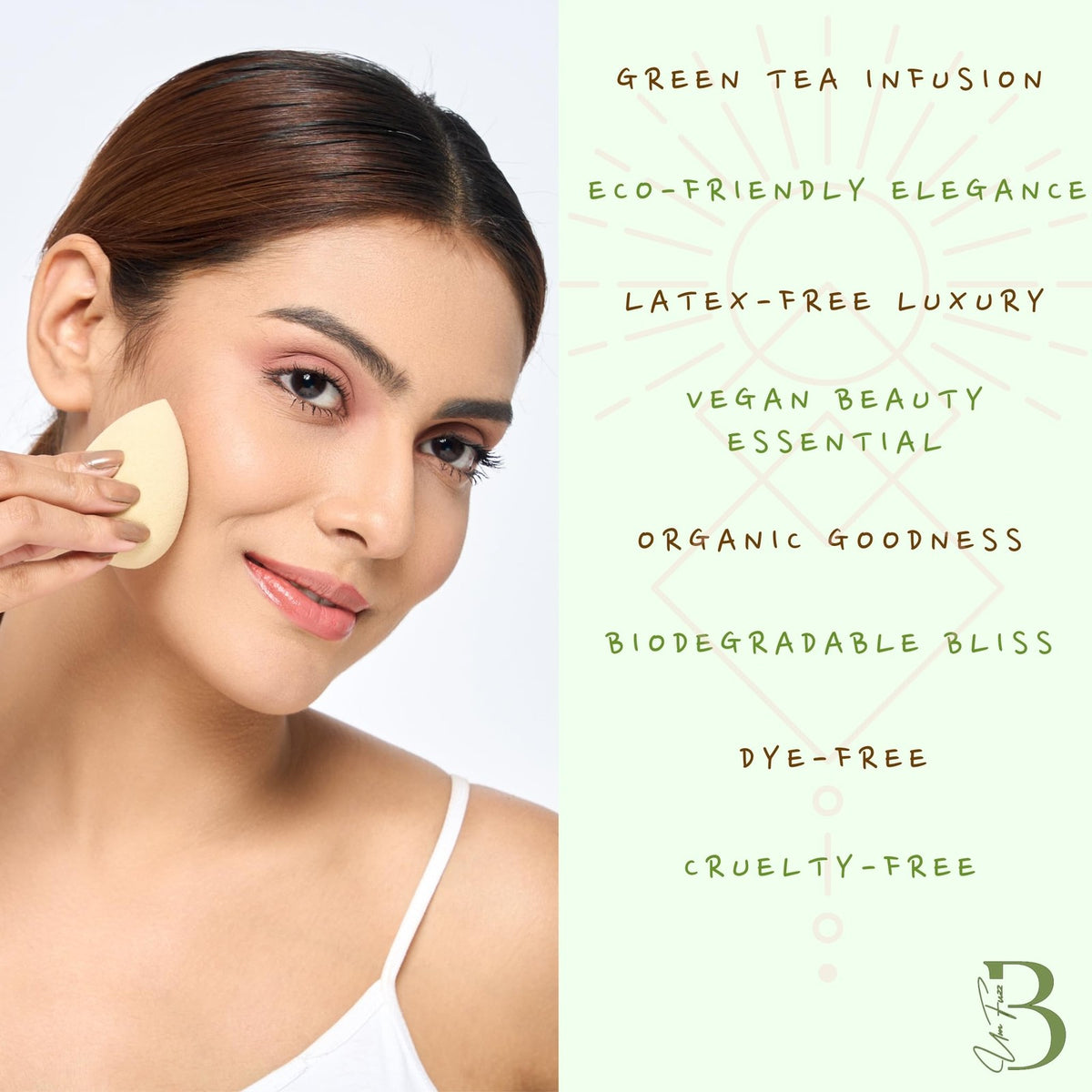 Eco-Friendly Green Tea Makeup Sponge - Soft Biodegradable Beauty Tool