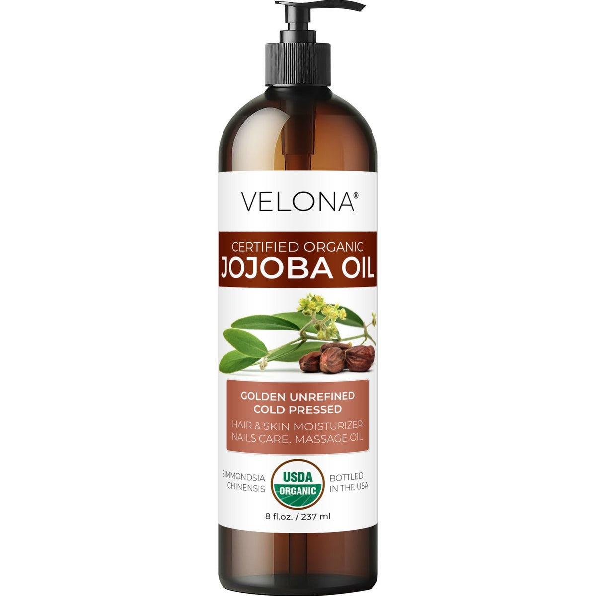 Organic Jojoba Oil 2 Fl Oz - USDA Certified, Cold Pressed, Natural Skin & Hair Care