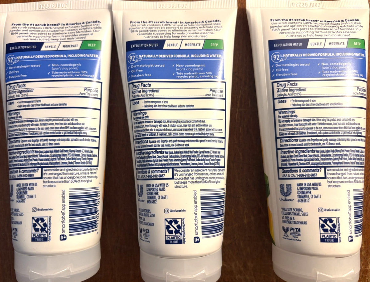 St. Ives BHA Apricot Face Scrub, W/ 2% Salicylic Acid 6oz *LOT OF 3*