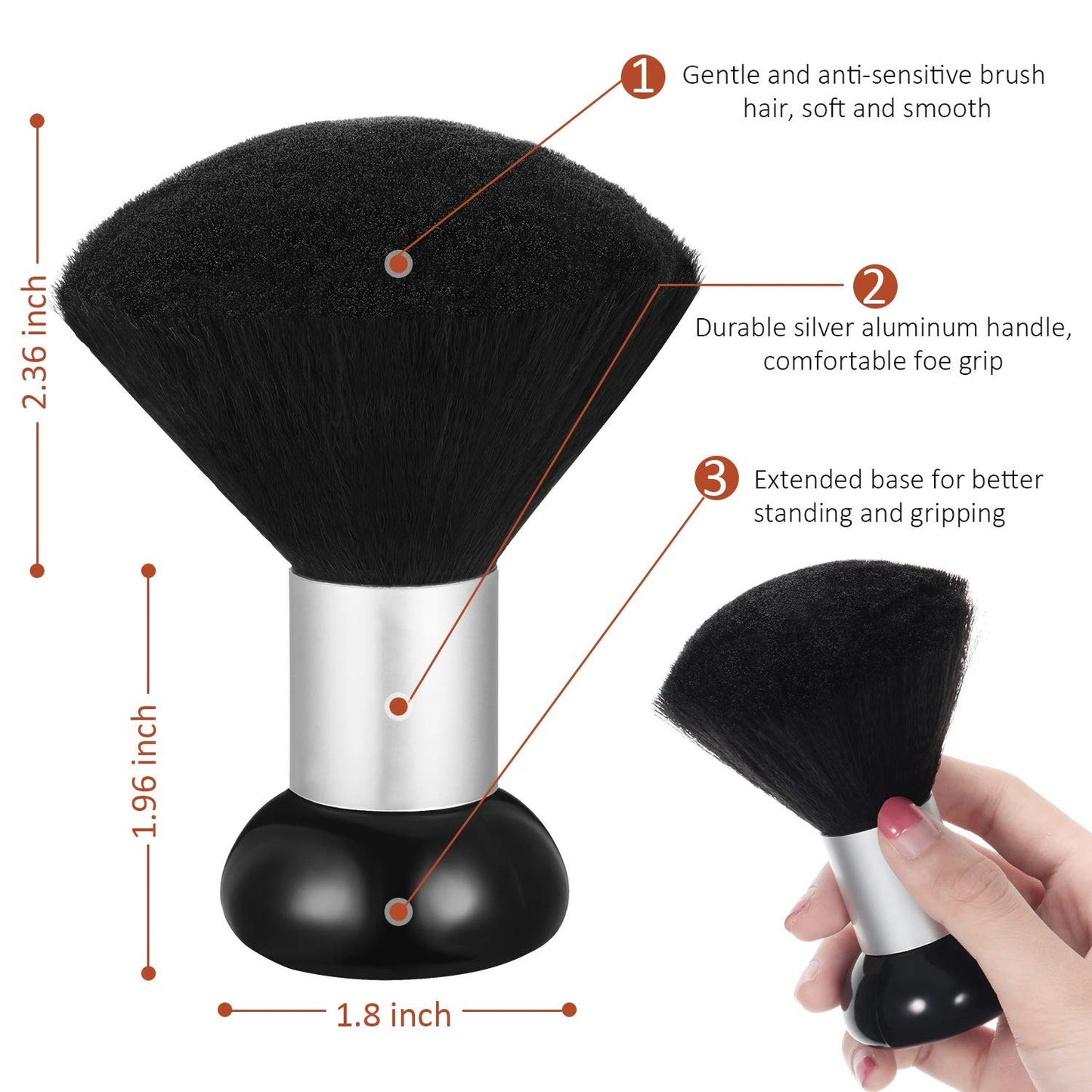 Barber Neck Duster Brush Set for Hair Cutting & Cleaning - Soft Synthetic Bristles