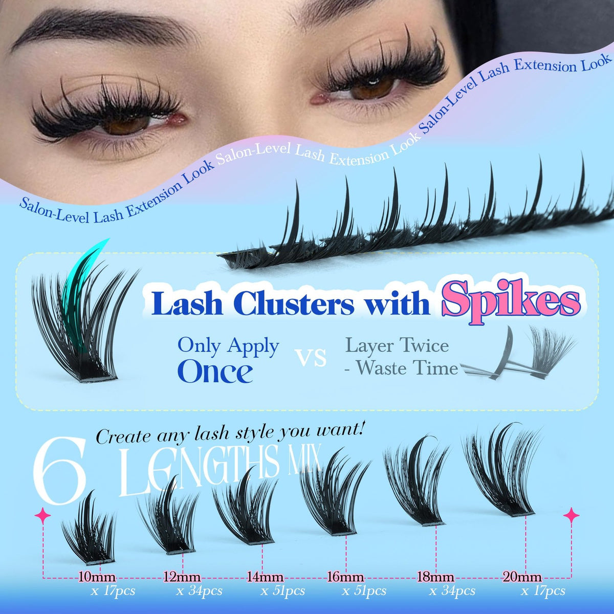 False Eyelash Clusters Spiky Wispy Mink Volume for Dramatic Eye Look
