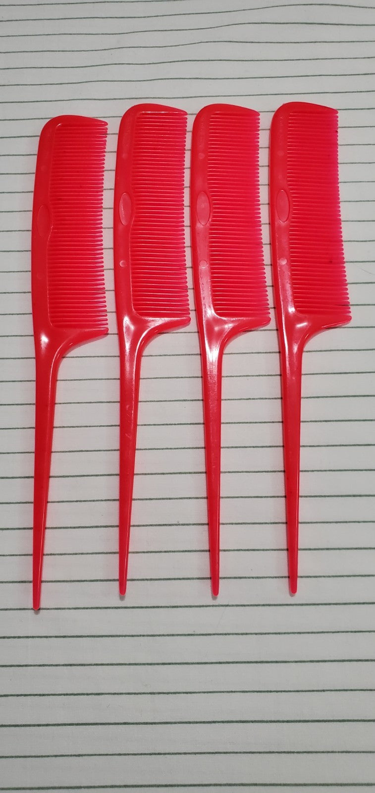 Vintage Tip Top Unbreakable 8-Inch Hair Comb Set - Red, 4 Pack