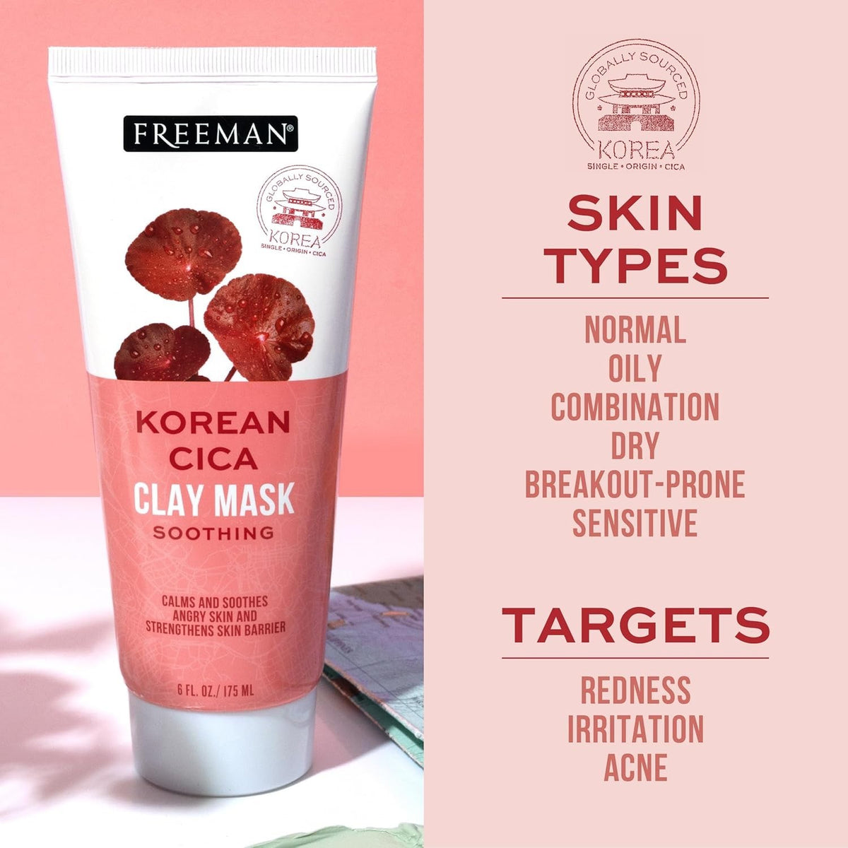 Detoxifying Korean Cica Clay Facial Mask - Gentle & Effective 6 fl oz