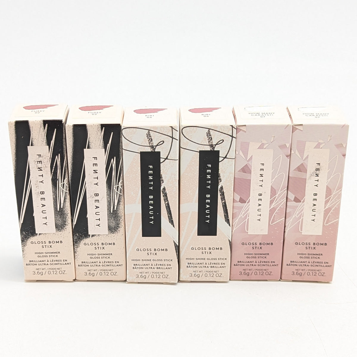 Lip Gloss Sticks Lot of 6 - Fenty Beauty Gloss Bomb Fu$$y Riri & More