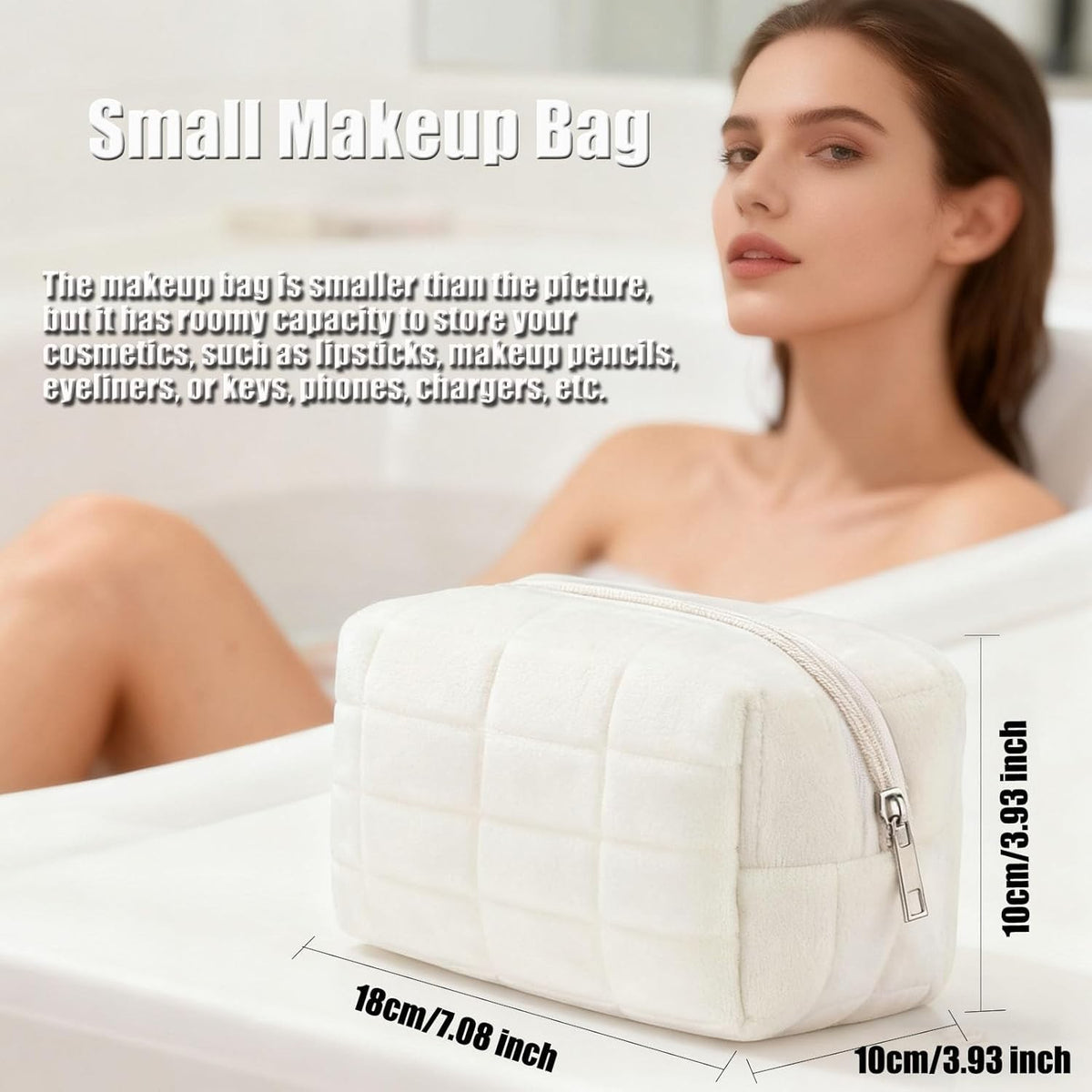 Small Checkered Cosmetic Bag - Y2K Makeup Purse & Travel Organizer
