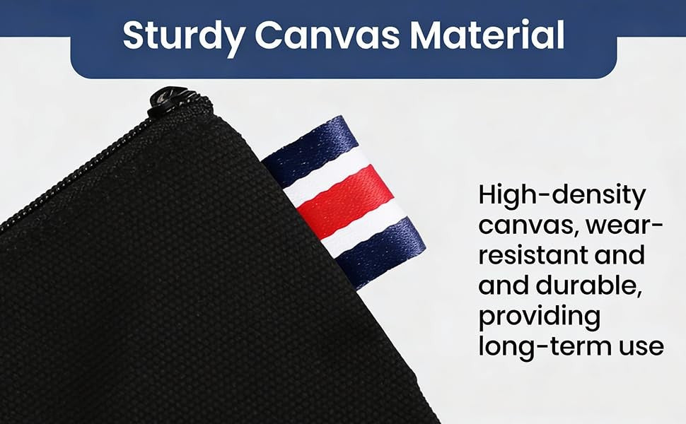Small Canvas Zipper Pouch with Metal Hanging Ring - Travel Organizer Set