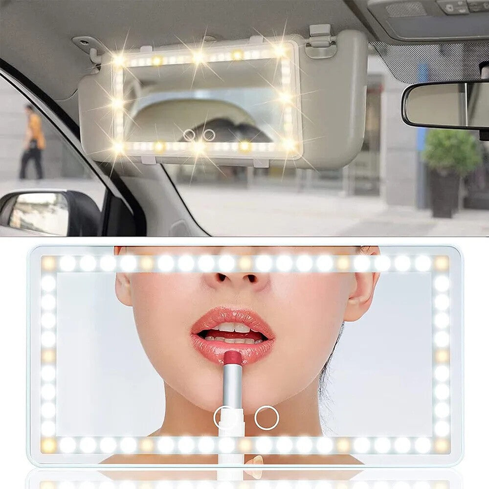 Car Sun Visor LED Vanity Mirror with Touch Control & Rechargeable Battery