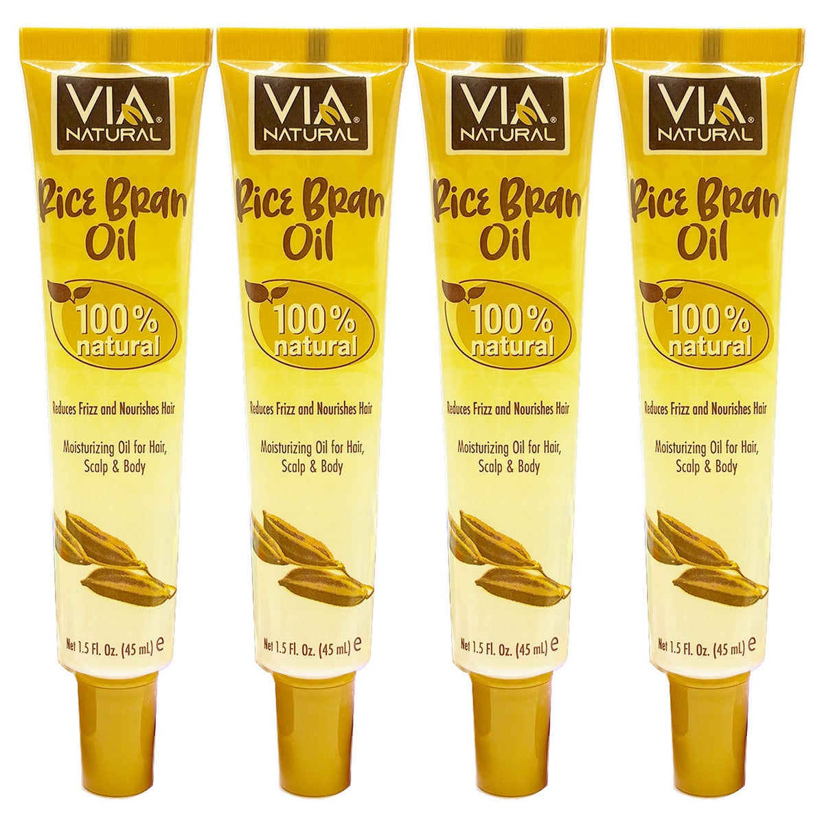 Natural Rice Bran Oil for Hair, Skin & Body - Nourishing Moisturizer, 1.5oz, Pack of 2-6