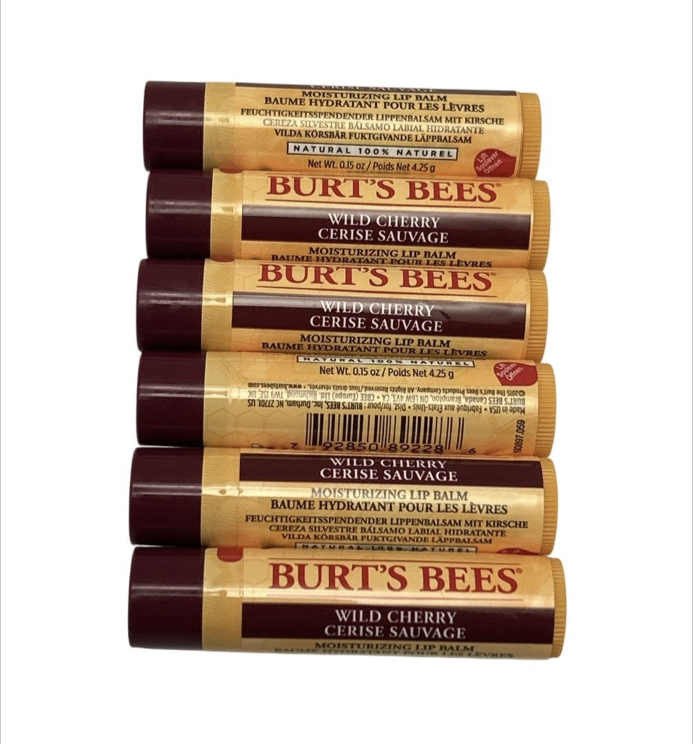 Wild Cherry Lip Balm Set - Natural Moisturizing Lip Care, 6 Pack