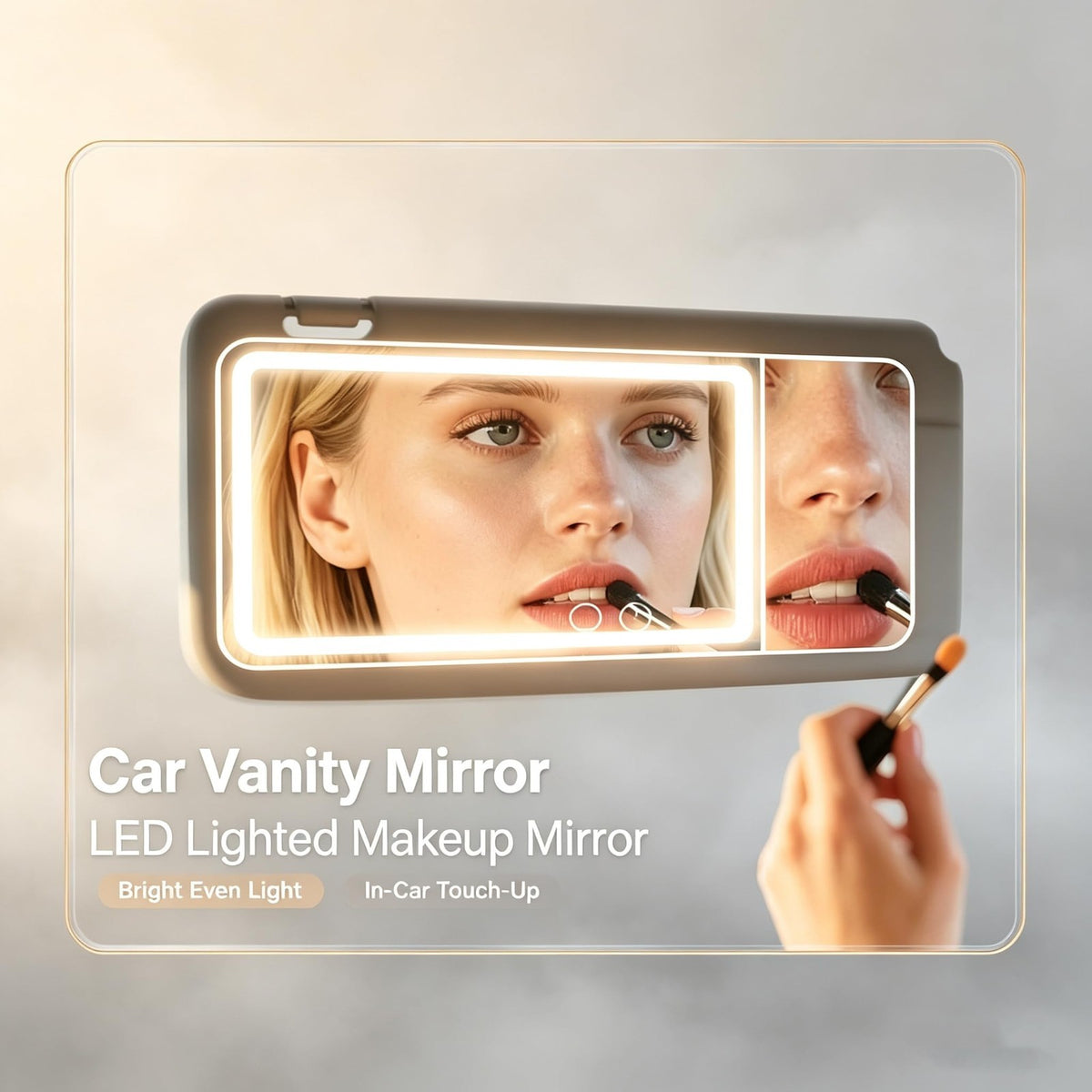 LED Car Sun Visor Makeup Mirror with 3X Magnification & Adjustable Brightness
