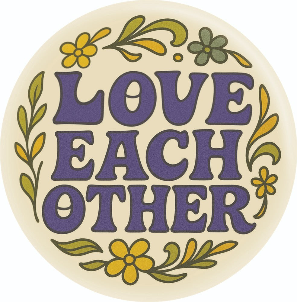 Retro Floral Love Each Other Compact Mirror - Hippie Peace Gift