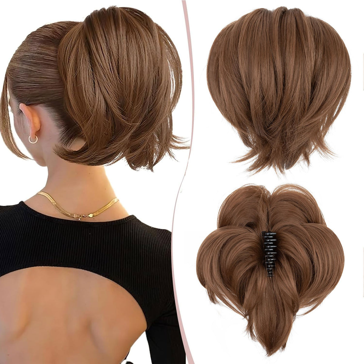 Thick 95G Clip-In Ponytail Hair Extensions - Curly Wavy Natural Look