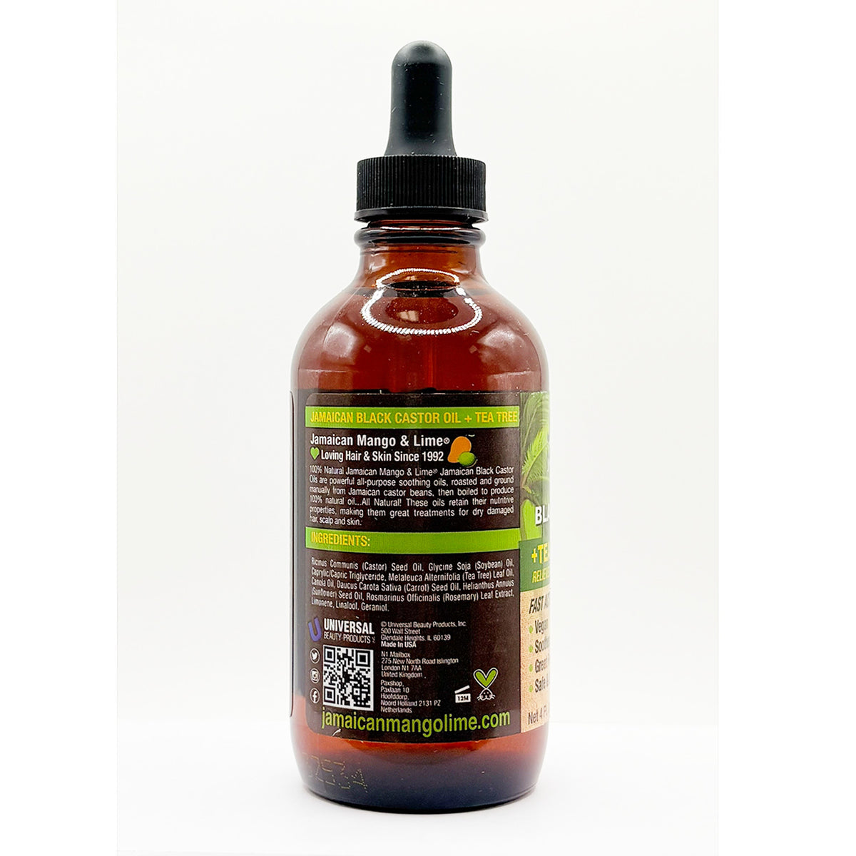 Black Castor Oil with Tea Tree Oil for Hair & Skin 4oz - Natural Moisturizer & Scalp Treatment