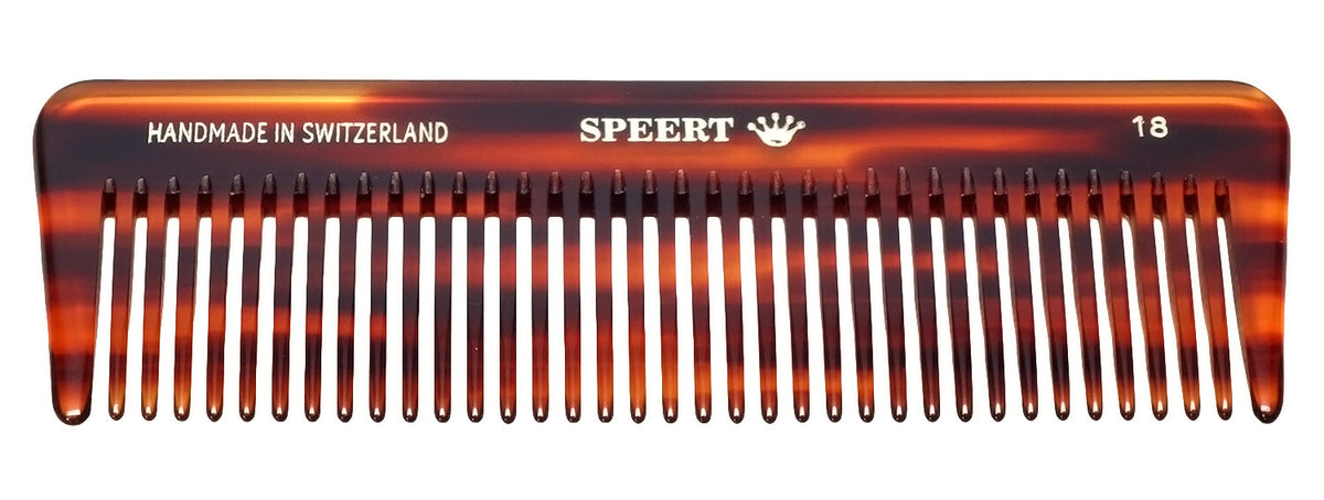 Handmade Swiss Cellulose Acetate Hair Comb - Style #18, 5 Inch Havana Tortoise Brown Gold
